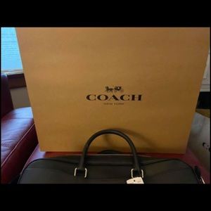 Coach black leather computer bag